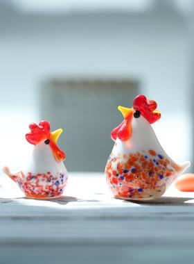 淄博琉璃手工艺术品仿真咕咕鸡博山大公鸡摆件桌面装饰品非遗礼物