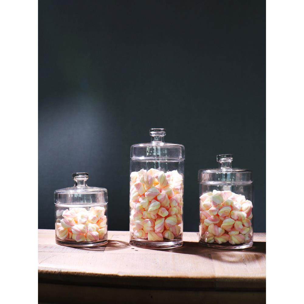 包邮玻璃糖果罐 创意 欧式高脚带盖下瓶子家用零食盘子储物干果