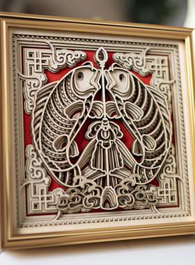 梯木叠雕办公室装饰摆件入伙新居礼物简约现代手工工艺品商务礼品