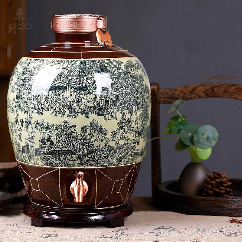 陶瓷酒坛子家用泡酒壶白酒缸10斤20斤30斤50密封酒桶酿酒瓶存酒器