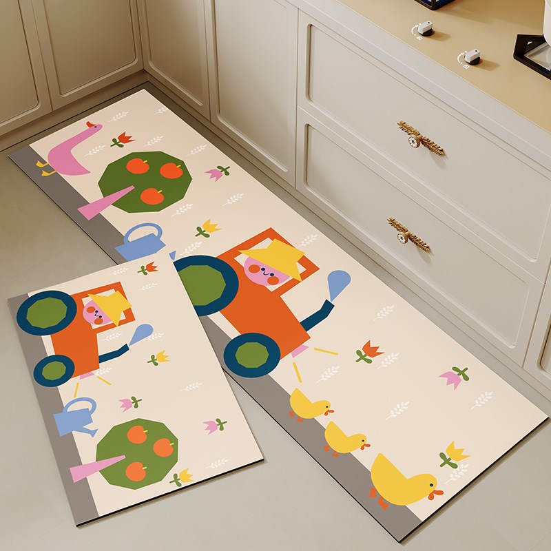动物厨房地垫l型防污减震小地毯可裁剪防油耐脏免打理长条防滑垫