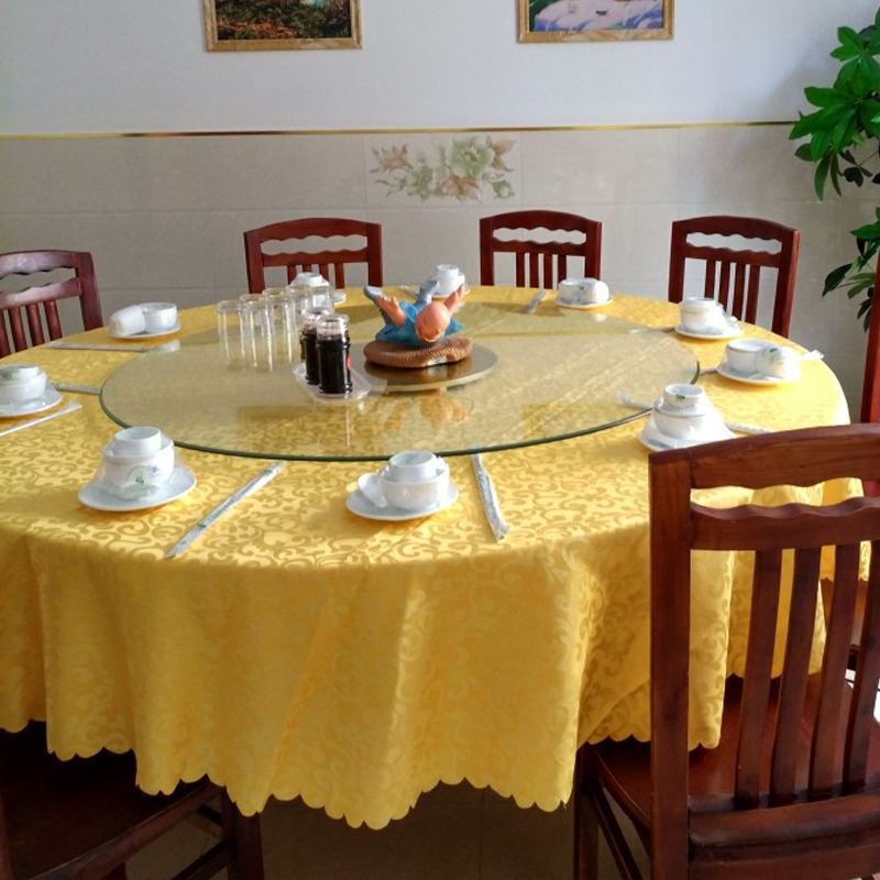欧式酒店餐厅大圆桌布家用布艺圆形餐桌布定制婚庆长方形饭店台布