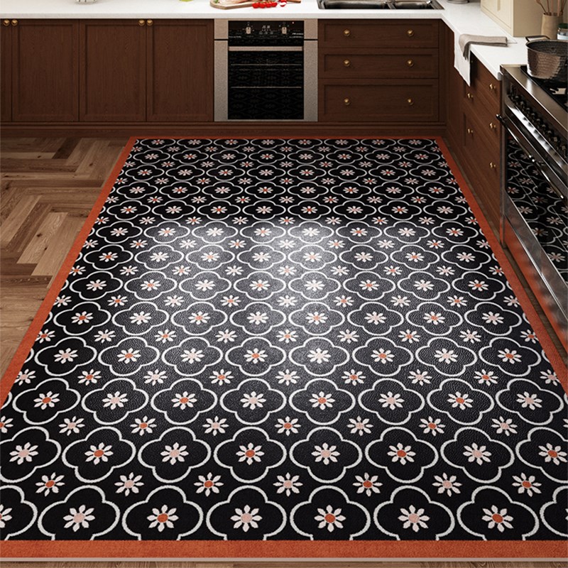 格子厨房地垫pvc防滑防油可擦免洗地毯防水耐脏脚垫整铺垫子