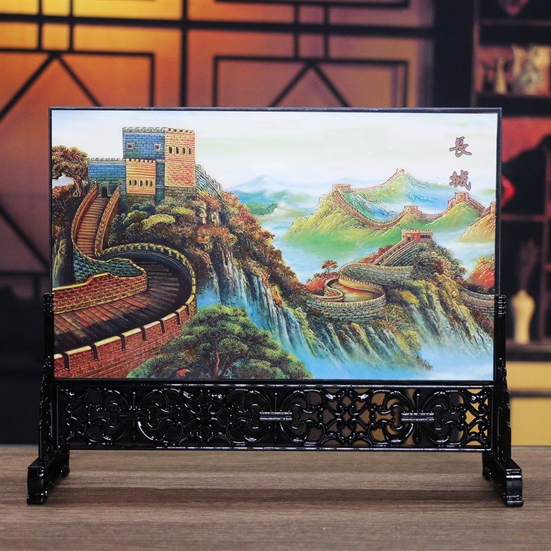 桌面漆器小台屏摆件屏风家居办公室书房装饰中国风送教师老外礼品