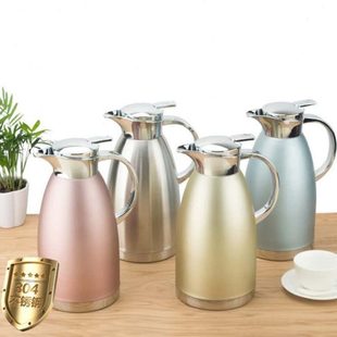 不锈钢保温壶双层真空迎宾咖啡壶宽口家用酒店热水壶礼品印LOGO