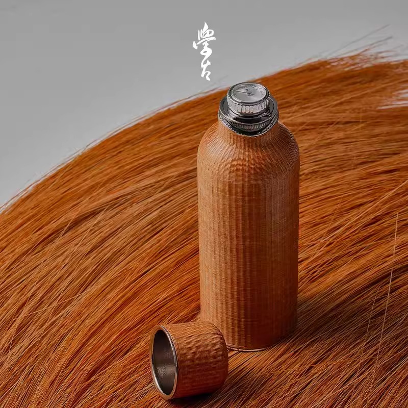 学古|一原传家壶竹雅·迷你 595ml 竹丝礼作潮流纯钛内胆搭配钛杯