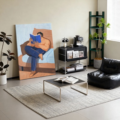 装饰画卡通肌肉男阅读氛围感喷绘画工作室电表箱装饰画卧室挂画