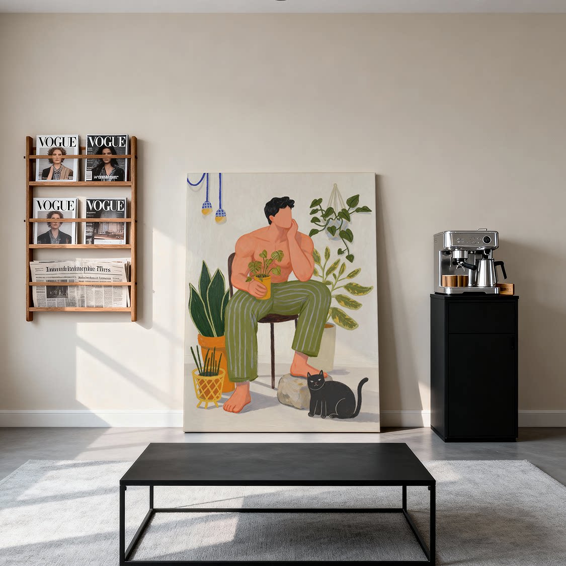 装饰画卡通肌肉男植男热植氛围感喷绘画工作室艺术画框靠墙挂画