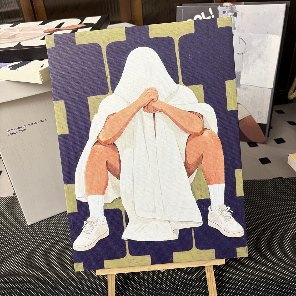 肌肉男浴袍蒙面卡通装饰画平面氛围感画喷绘客厅房间玄关个性
