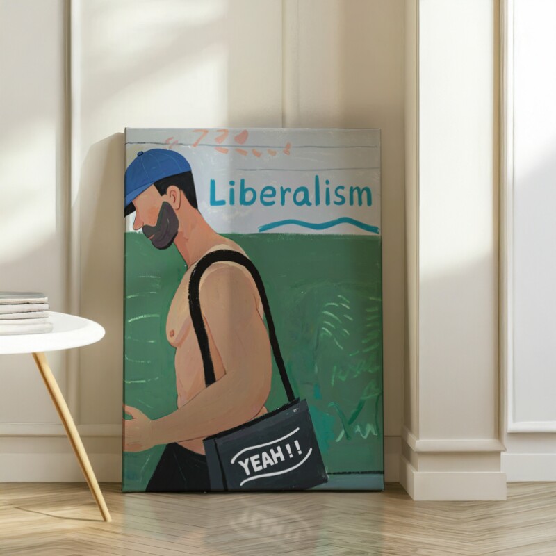 时尚达人男人卡通装饰画趣味男生挂画喷绘客厅动画房间玄关个性