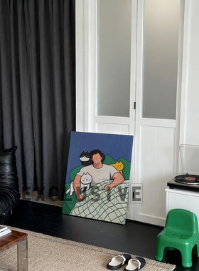 撸猫人的日常奶油风肌肉男装饰画趣味布置公寓挂画壮汉卧室挂画