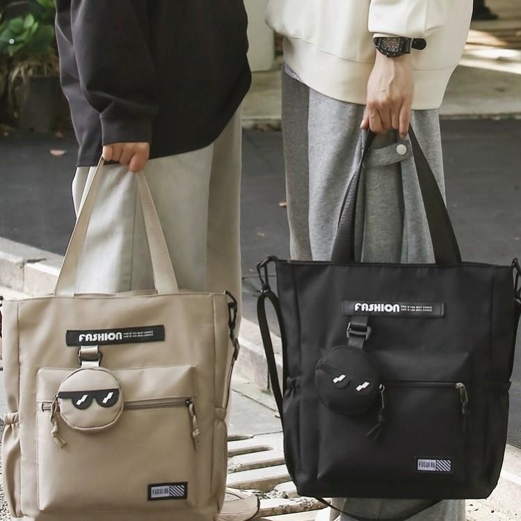 手提包男大容量单肩斜挎包初中生高中学生上课补习补课拎书手提袋