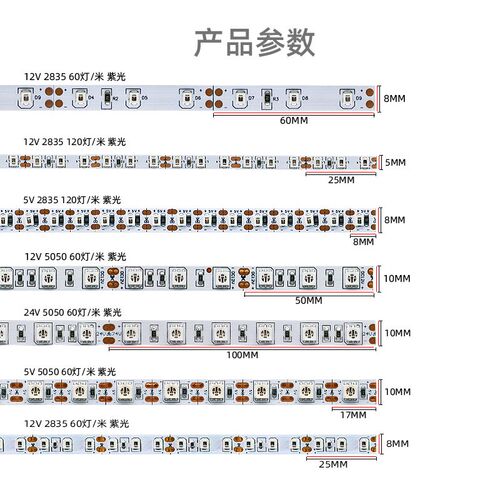 12v24v紫色led灯p带验钞杀菌消毒荧光紫外线光UV固化灯条USB5v自