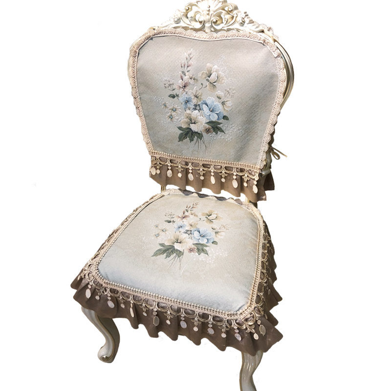 欧式餐桌带扶手椅子坐垫套v罩靠背椅套椅垫圆形凳子垫四季垫子定