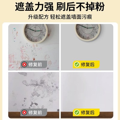 滚筒乳胶漆墙面修复灰色杏子灰菱花D白补墙漆室内自刷滚刷修补膏