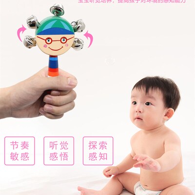 奥尔夫乐器婴幼儿园串铃木质手铃摇D铃儿童音乐玩具打击鼓乐器组