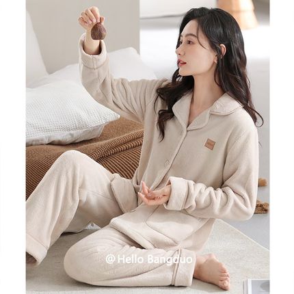 睡衣女士冬季珊瑚绒加厚加绒2024新款秋冬款法兰绒大码.冬天家居