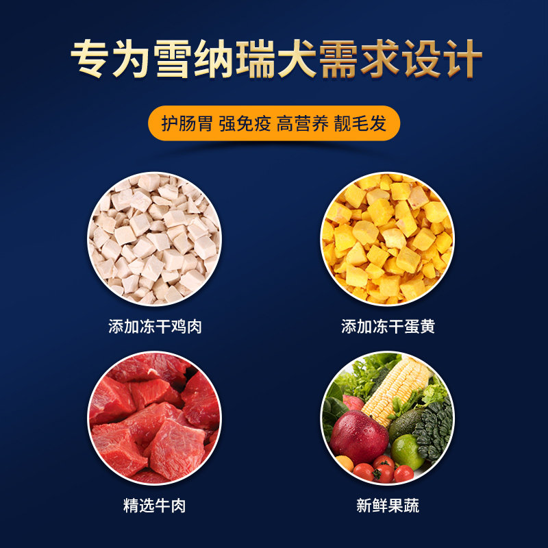 雪纳瑞专b用狗粮幼犬成犬专用犬粮靓美毛去泪痕补钙40斤冻干多拼