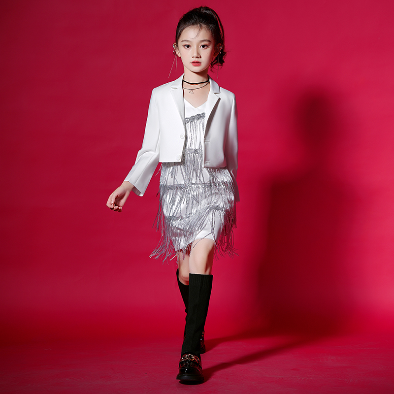 女童礼服轻奢小众高端洋气走秀表演服女孩主持人T演讲钢琴演出服