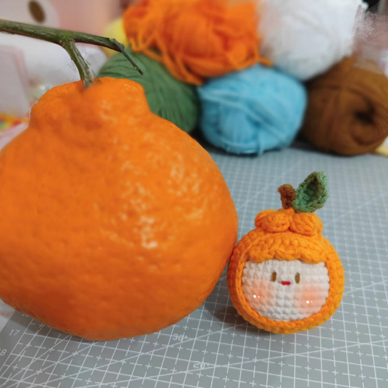 diy编织橘子团子挂件钥匙扣钩针B毛线材料包水果橙子玩偶手工礼物