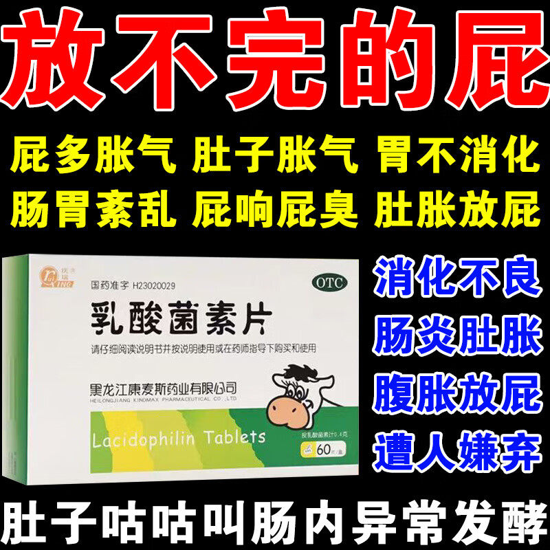 乳酸菌素片肠内异常发酵消化不良老放屁多肠炎腹泻调理肠胃正品xx