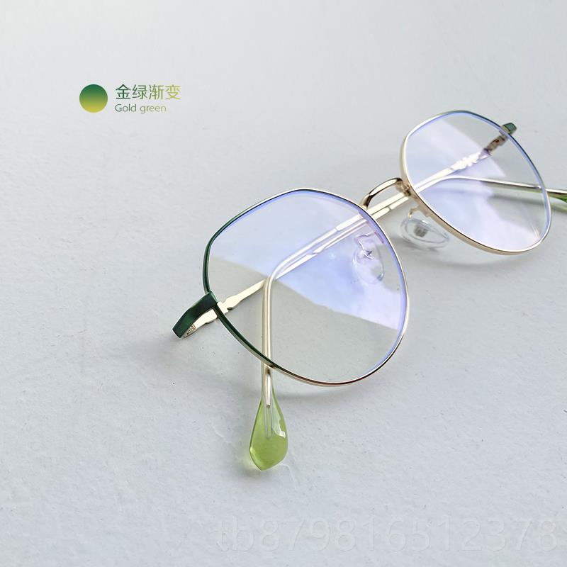 高档射防金蓝光辐复古属近视眼镜框女韩版配有度数可平光电脑护眼