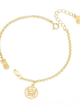 高档和田玉平安夹镯扣手链空托 9复25纯银古法金碧玉扣手手链空托