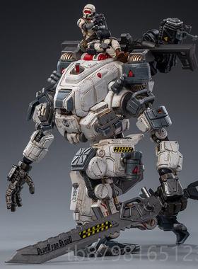 高档JOYT玩OY暗源白色钢机甲兵人成品塑料模手办可动变骨形具机型