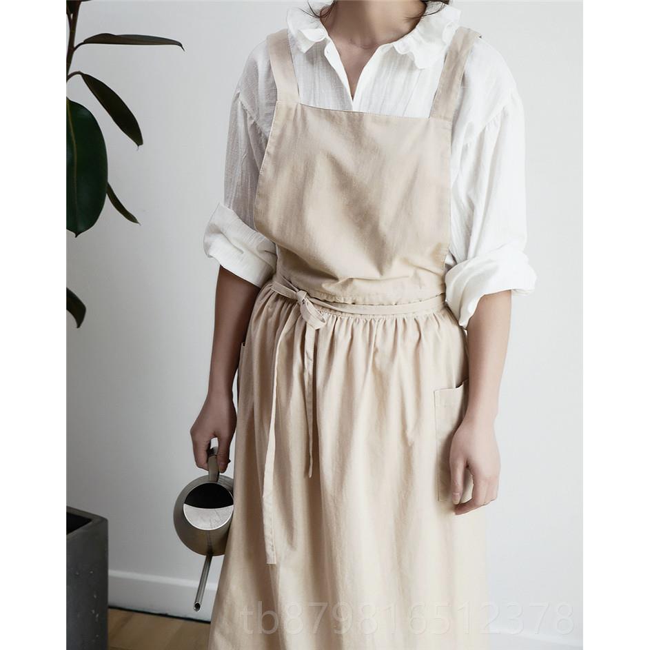 高档防水围裙日式复古森系画l室衣纯花艺百棉褶裙麻文艺工作服定