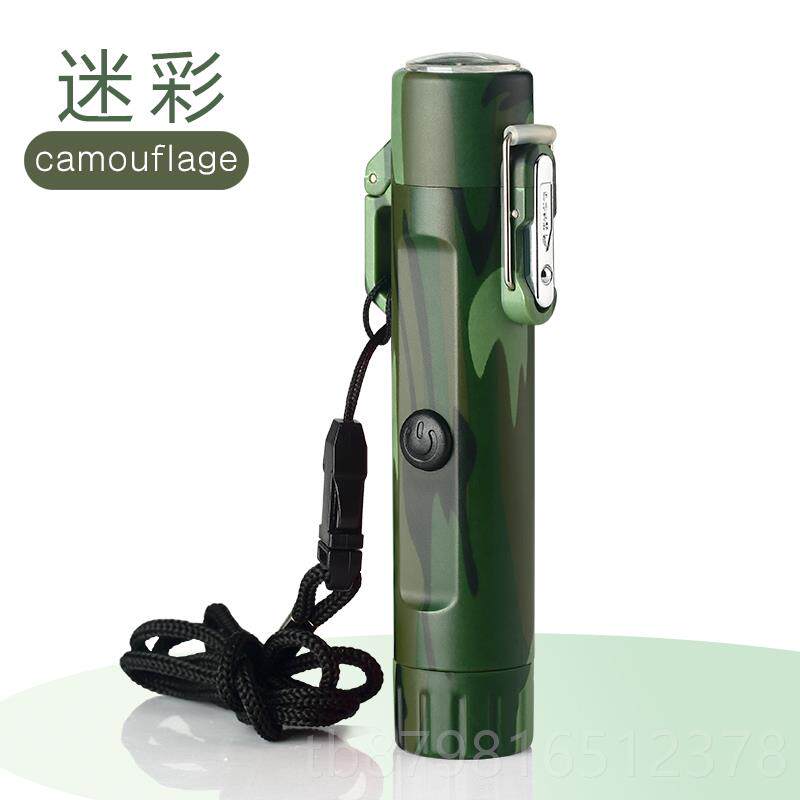 高档电迷彩双电弧USB充电风打火机男 防防水电子点烟器带个性筒创