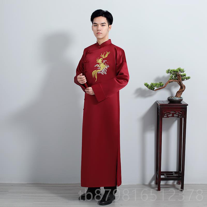 高档相声服长衫男表民国大褂中风中国式伴郎绣花年会演出服长袍马