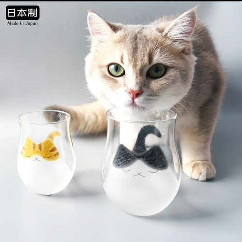 日本进口aderia猫咪玻璃杯