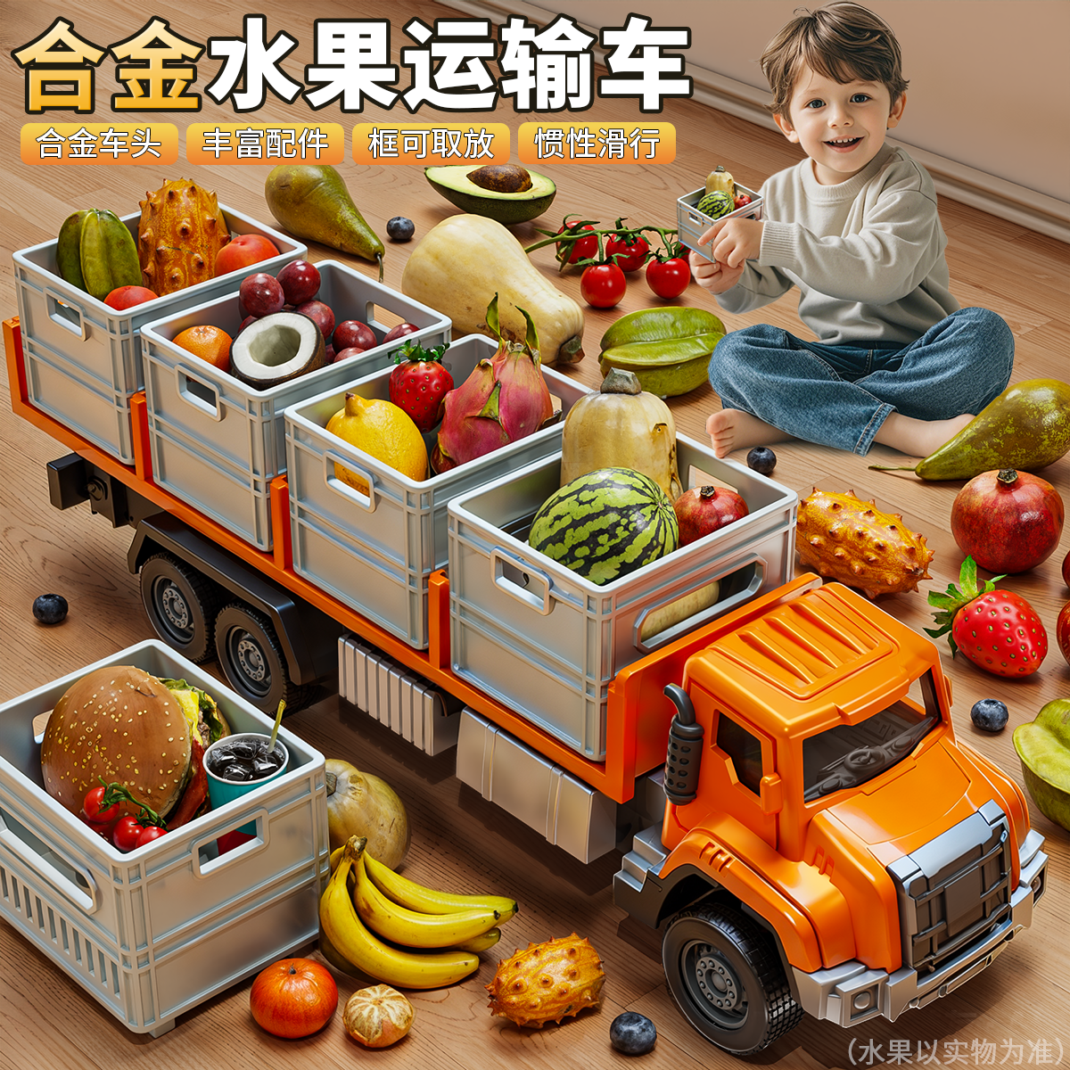 日本合金运输卡车玩具儿童仿真拖车集装箱模型货柜车小汽车男孩