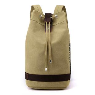 水桶抽绳背包帆布男牛仔大容量行李户外旅行登山书包束口袋双肩包