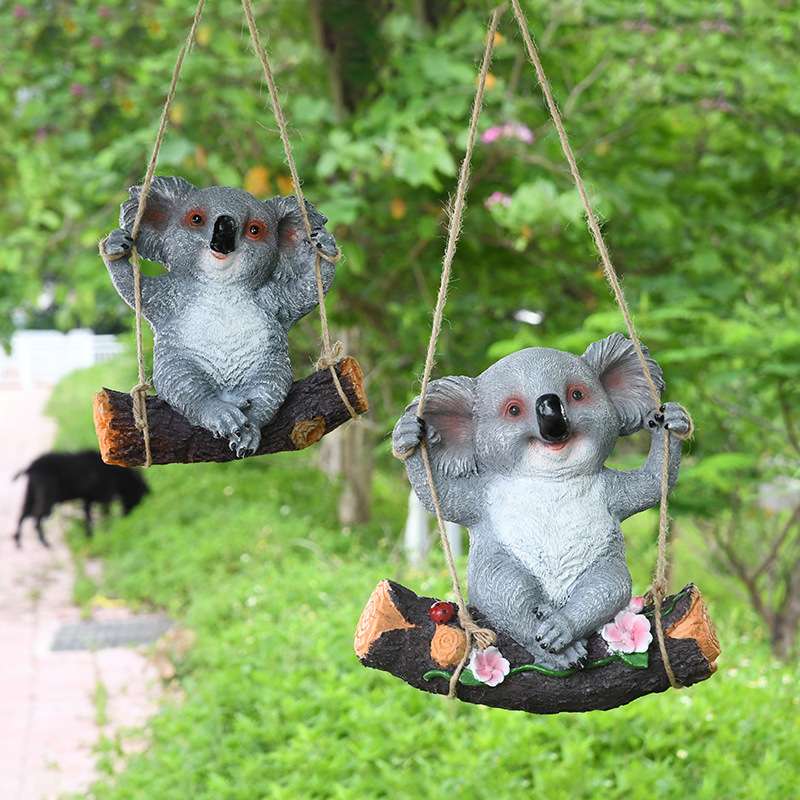 树脂仿真考拉熊猫挂饰户外别墅庭院花园树上挂件园林景观装饰小品