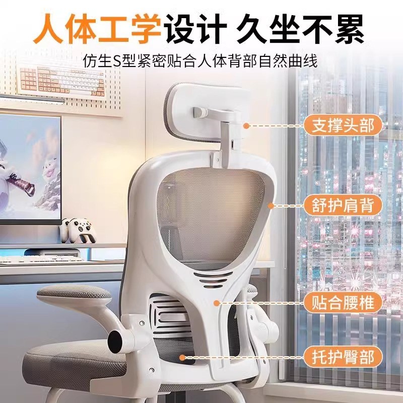 电脑椅久坐舒适办公椅家用学生学习椅可升降人体工学书桌椅子座椅