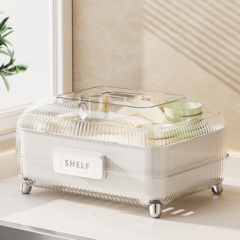 碗筷收纳盒带盖装放碗盘餐具箱家用碗柜厨房置物架碗架沥水碗碟架