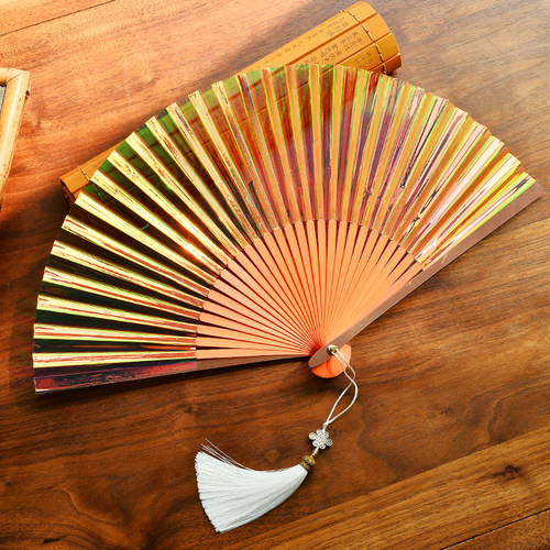 回头率超高金属炫彩国风的碰撞可扇风蹦迪出街时尚单品铝合金折扇