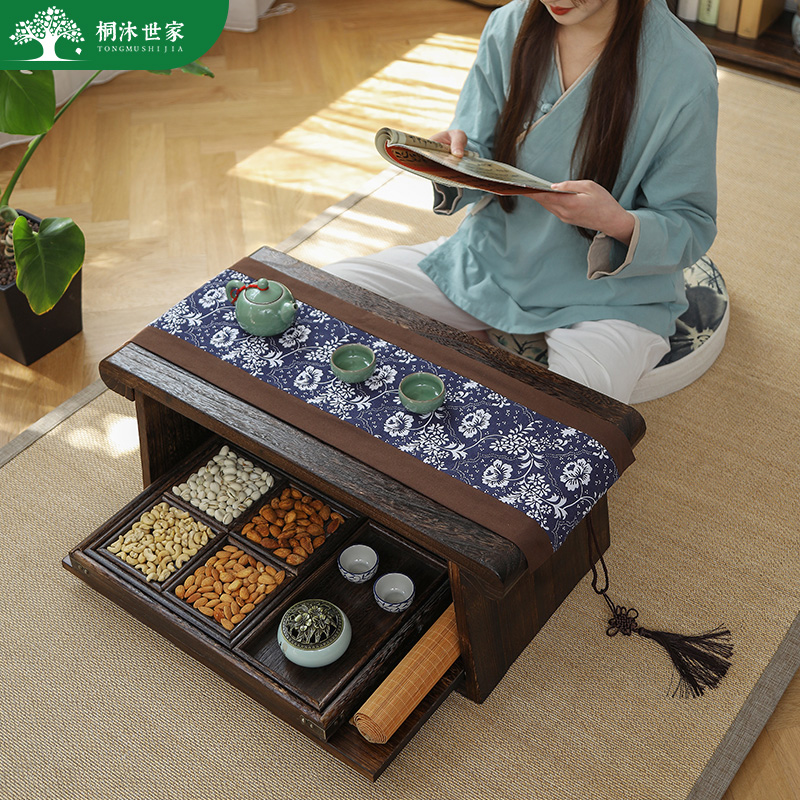 实木榻榻米飘窗小茶几茶桌炕桌家用折叠茶台卧室桌子阳台坐地矮桌