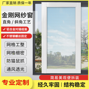 定制金刚网纱窗推拉式铝合金纱窗门塑钢不锈钢窗纱网防蚊沙窗自装