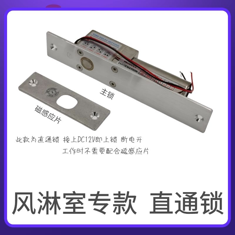 风淋室电插锁通电即锁直通锁200B无尘车间门禁电子锁办公室大门锁