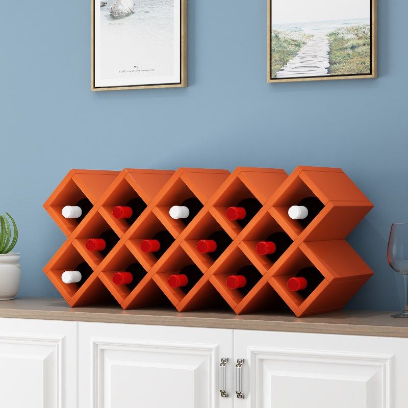 定制红酒格子菱形酒架置物架实木展示酒柜装饰架摆件壁挂酒插叉格