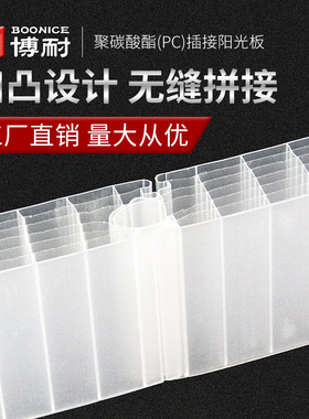 PC阳光板30/40/50mm乳白透明橙色幕墙门头店招隔断聚碳酸酯插接板