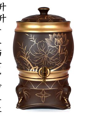 12升20升大号紫砂储水缸带龙头 家用泡茶蓄水罐 粗陶瓷水瓶器桶壶