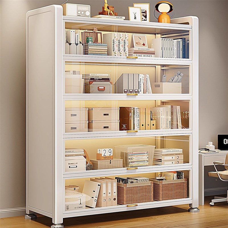 耐用钢制书柜带门儿童书架家用客厅展示柜子铁艺置物架防尘储物柜