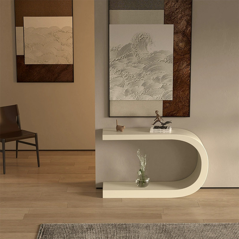 奶油风艺术玄关桌意式轻奢走廊玄关台入户靠墙条案现代简约端景台