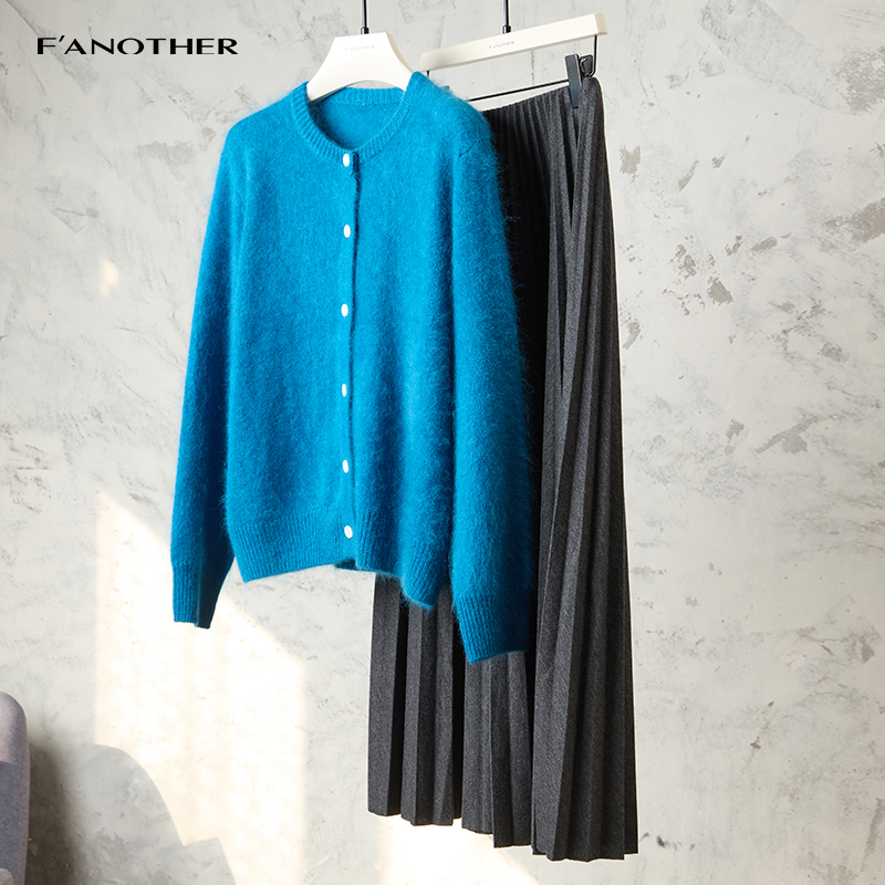 名邦女装韩系温柔百分百羊毛针织开衫秋冬慵懒氛围上衣