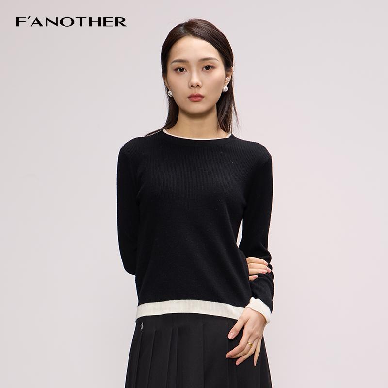 2025秋季新款羊毛撞色针织衫