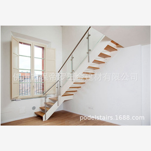 玻璃钢木楼梯护栏栏杆钢化玻璃304不锈钢扶手佛山全国发货