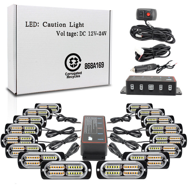 一拖十六中网灯爆闪灯频闪灯LED 警示灯 16*24LED高亮格栅灯12-24,模玩/动漫/周边/娃圈三坑/桌游,文化/体育周边,淘宝优惠券,粉丝福利购,淘宝优惠卷